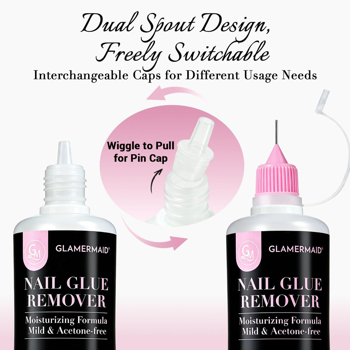 GLAMERMAID orangewood sticks beside bottle ready for gentle adhesive lifting