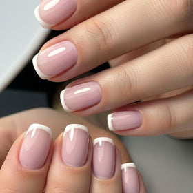 GLAMERMAID close-up of pink french tip nail highlighting natural gel shine
