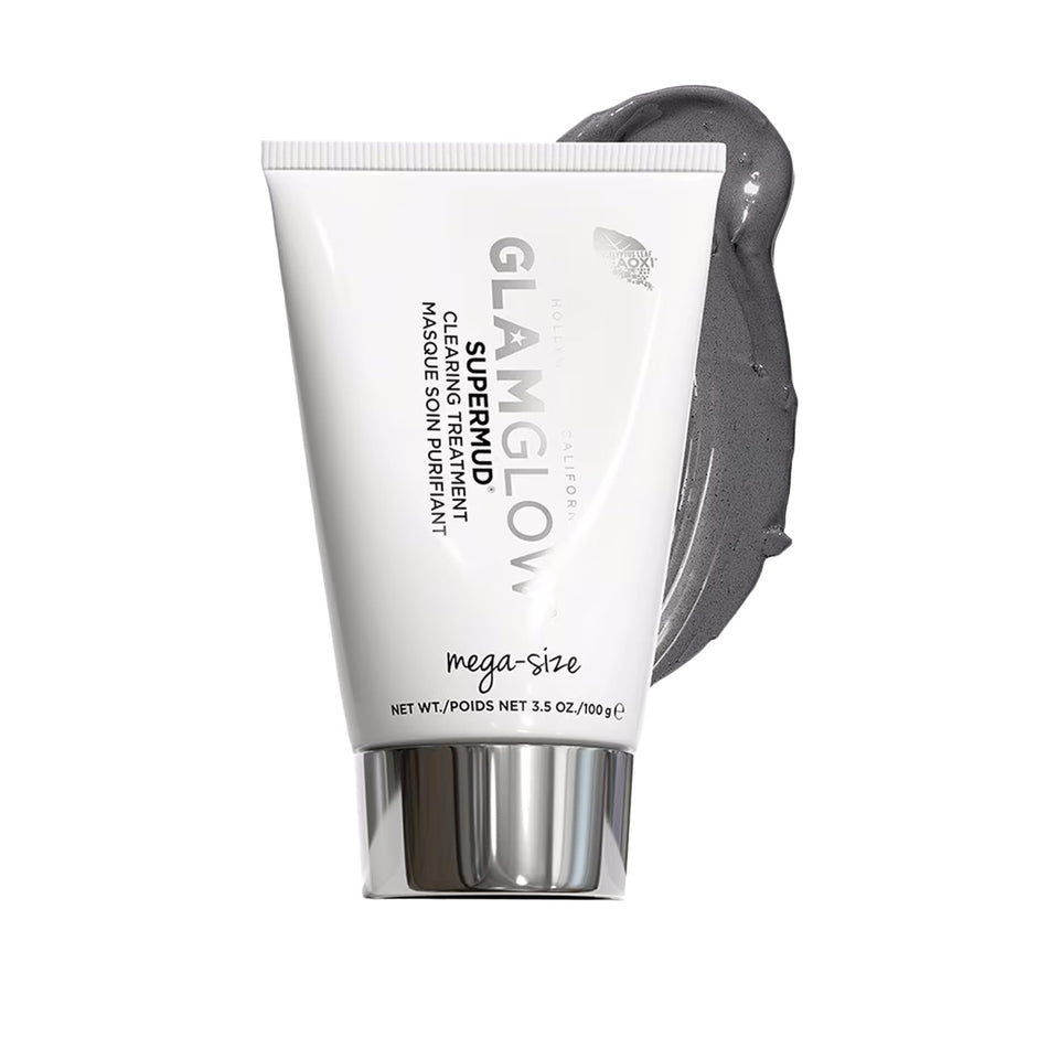 Glamglow SUPERMUD front packaging showing jar and branding for clear-skin benefits