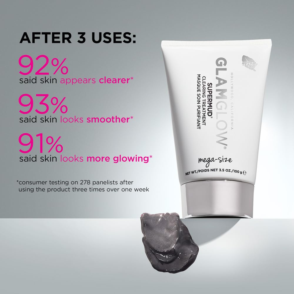 Glamglow SUPERMUD creamy charcoal texture close-up highlighting exfoliating action