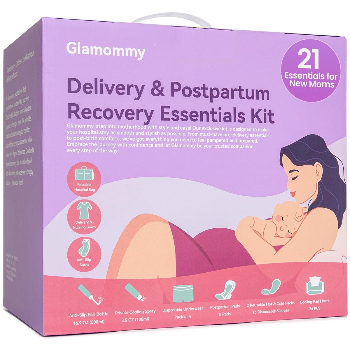 Glamommy kit contents displayed neatly showing convenience and completeness