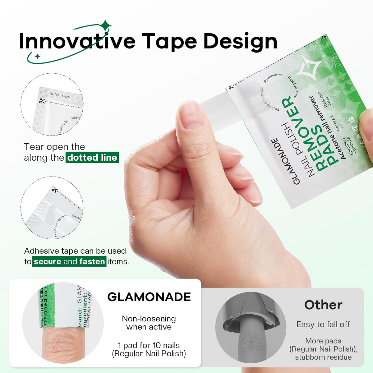 Glamonade opened aluminum seal revealing moist Aloe Vera–infused wipe