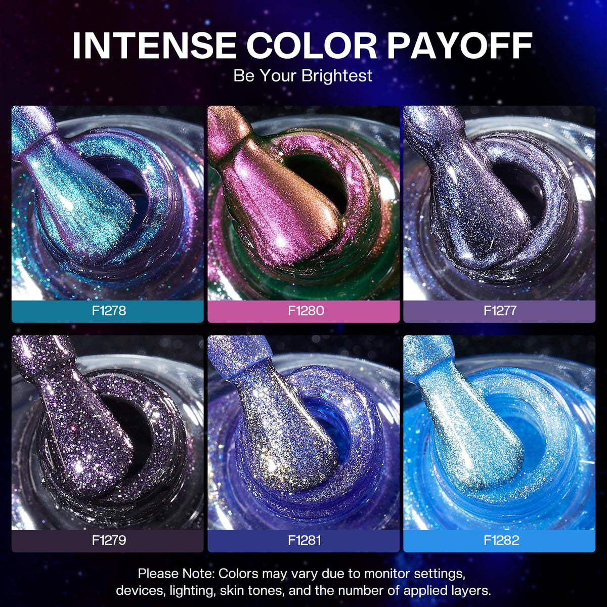Glamonade lined bottles displaying color variety and quick-dry formula for easy selection