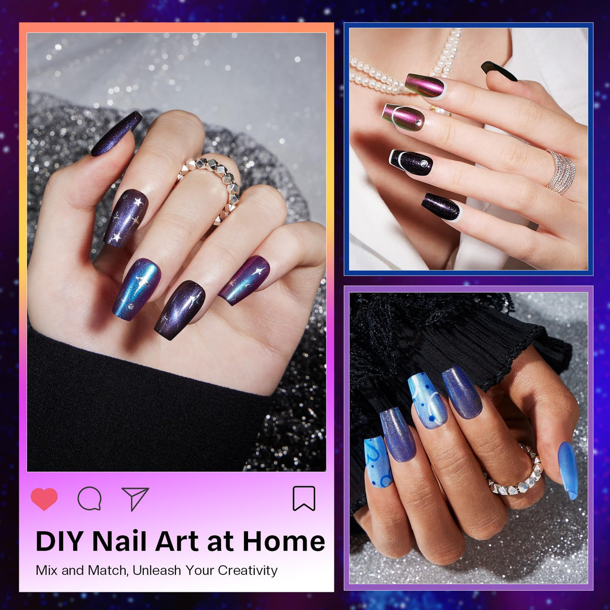 Glamonade cat-eye magnet effect forming a metallic stripe for salon-style accents