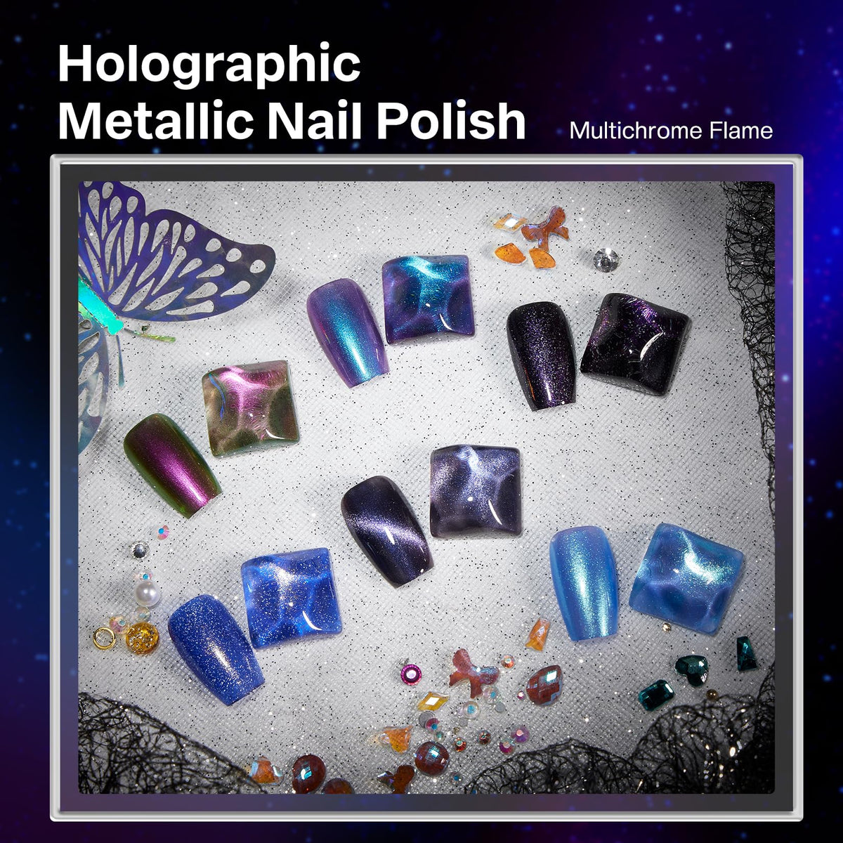 Glamonade chameleon polish close-up showing color shift and high-reflection sparkle