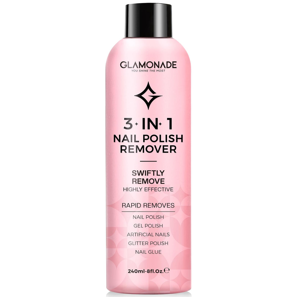 Glamonade front bottle showing brand and size, highlights quick removal benefit