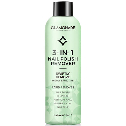 Glamonade front bottle showing label and volume, quick professional removal