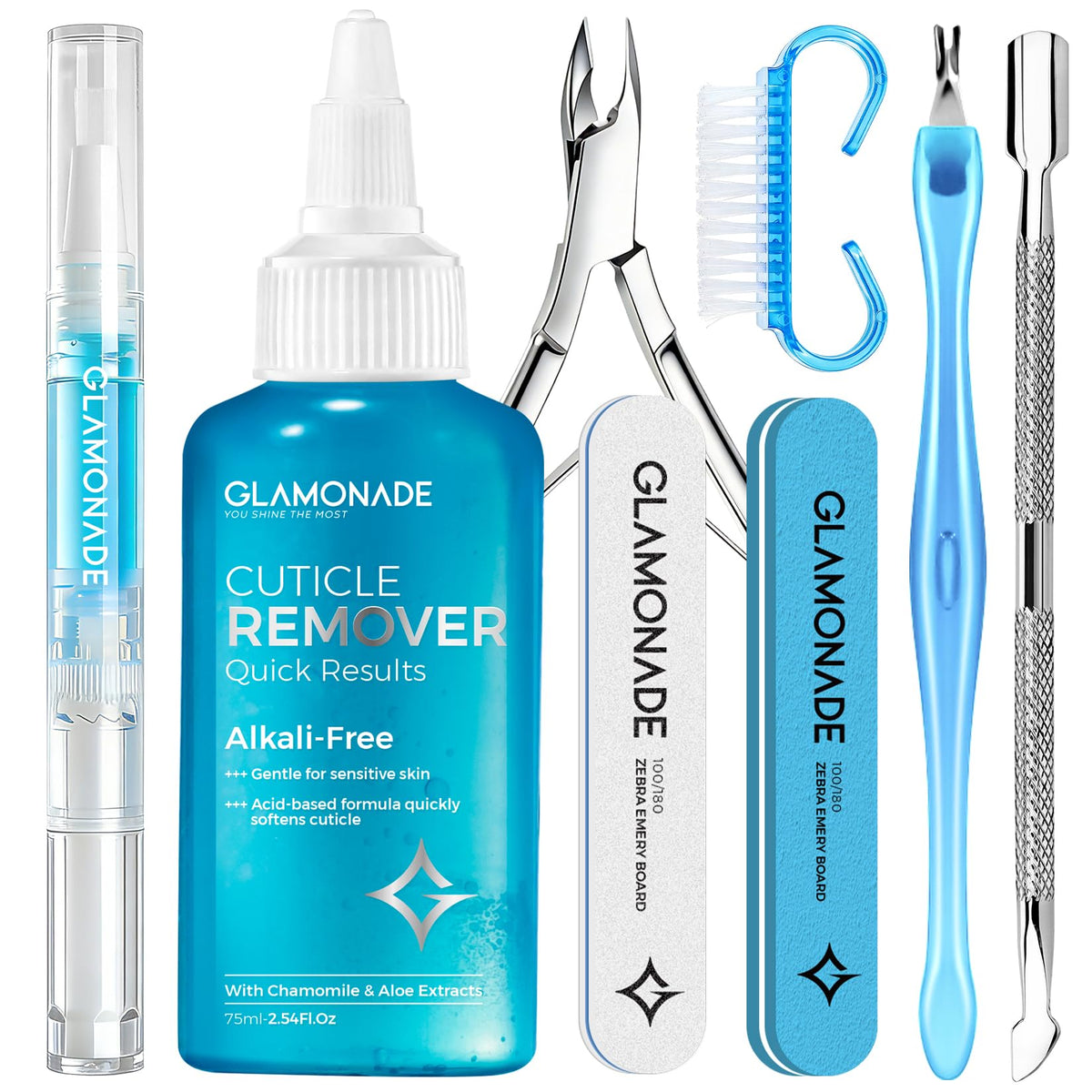Glamonade kit front packaging showing full 8-in-1 contents and benefit of completeness