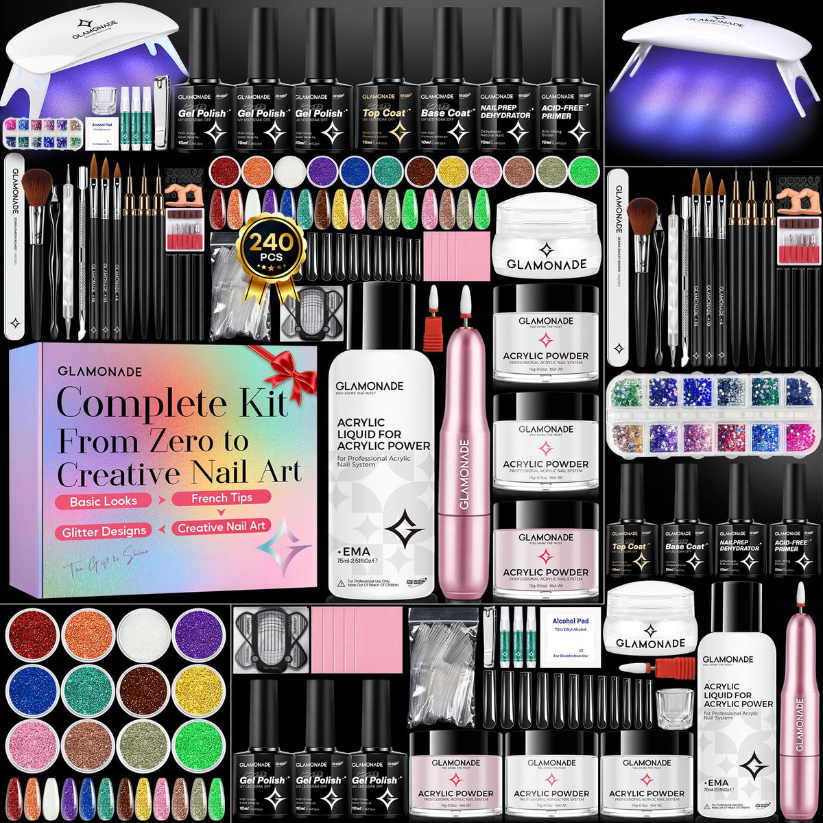 Glamonade front packaging showing complete starter kit and components