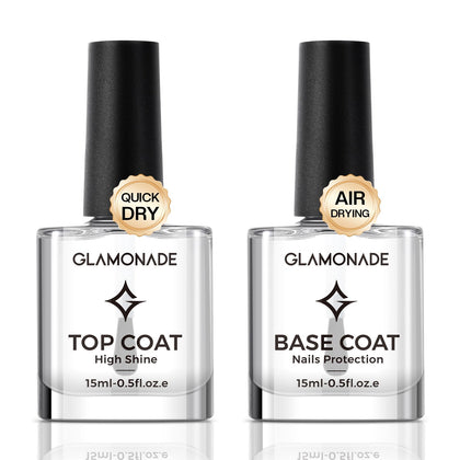 Glamonade front packaging showing base and top coat duo and benefits