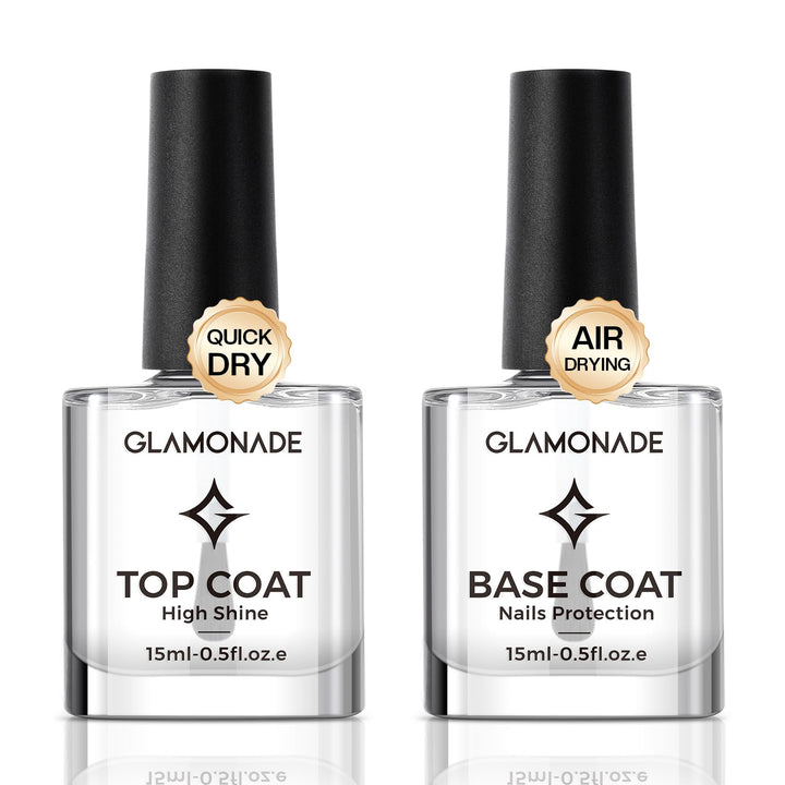 Glamonade front packaging showing base and top coat duo and benefits