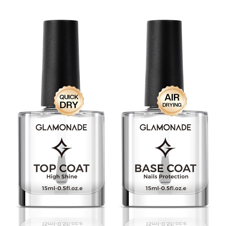 Glamonade front packaging showing base and top coat duo and benefits