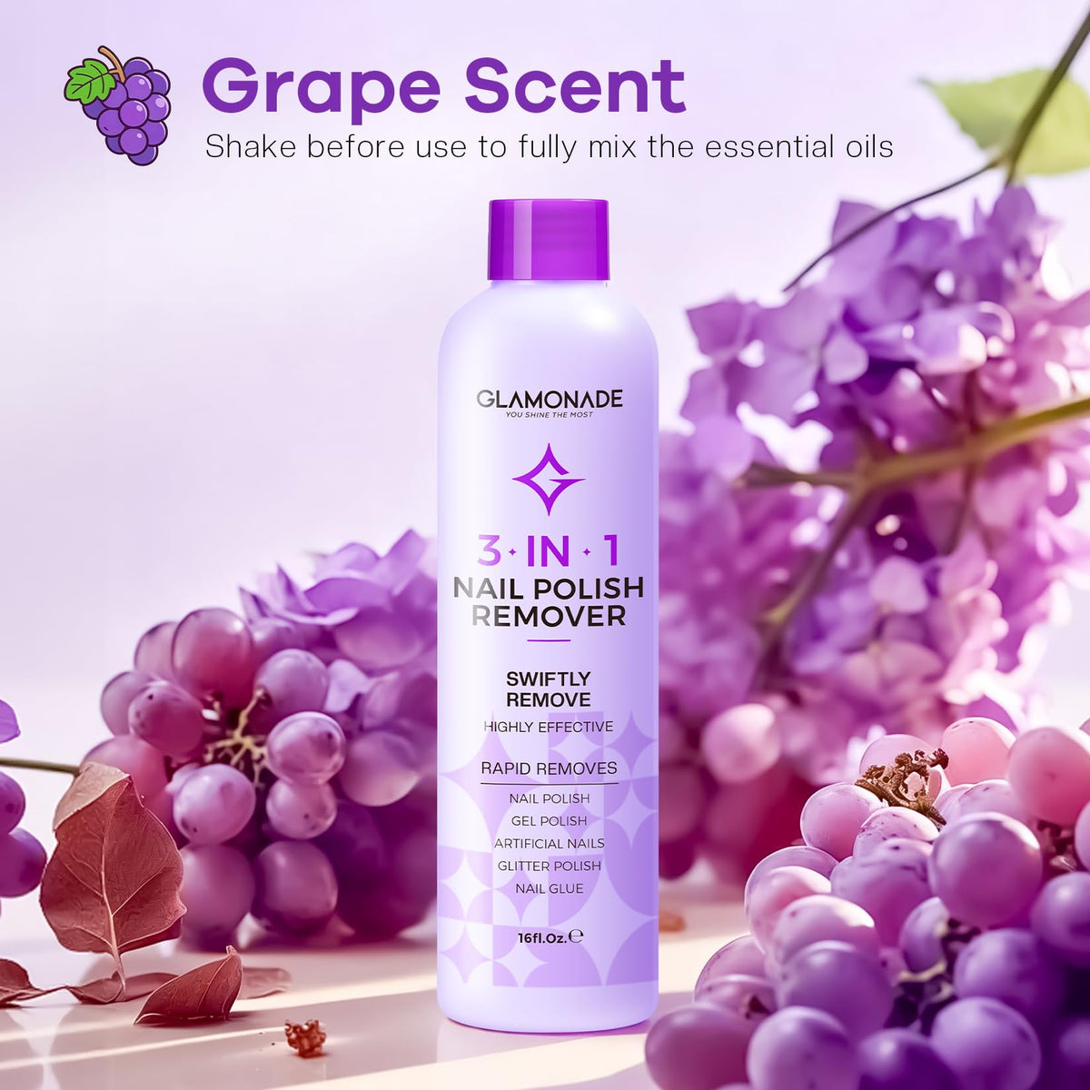 glamonade home manicure setup with bottle showing salon-quality results at home benefit