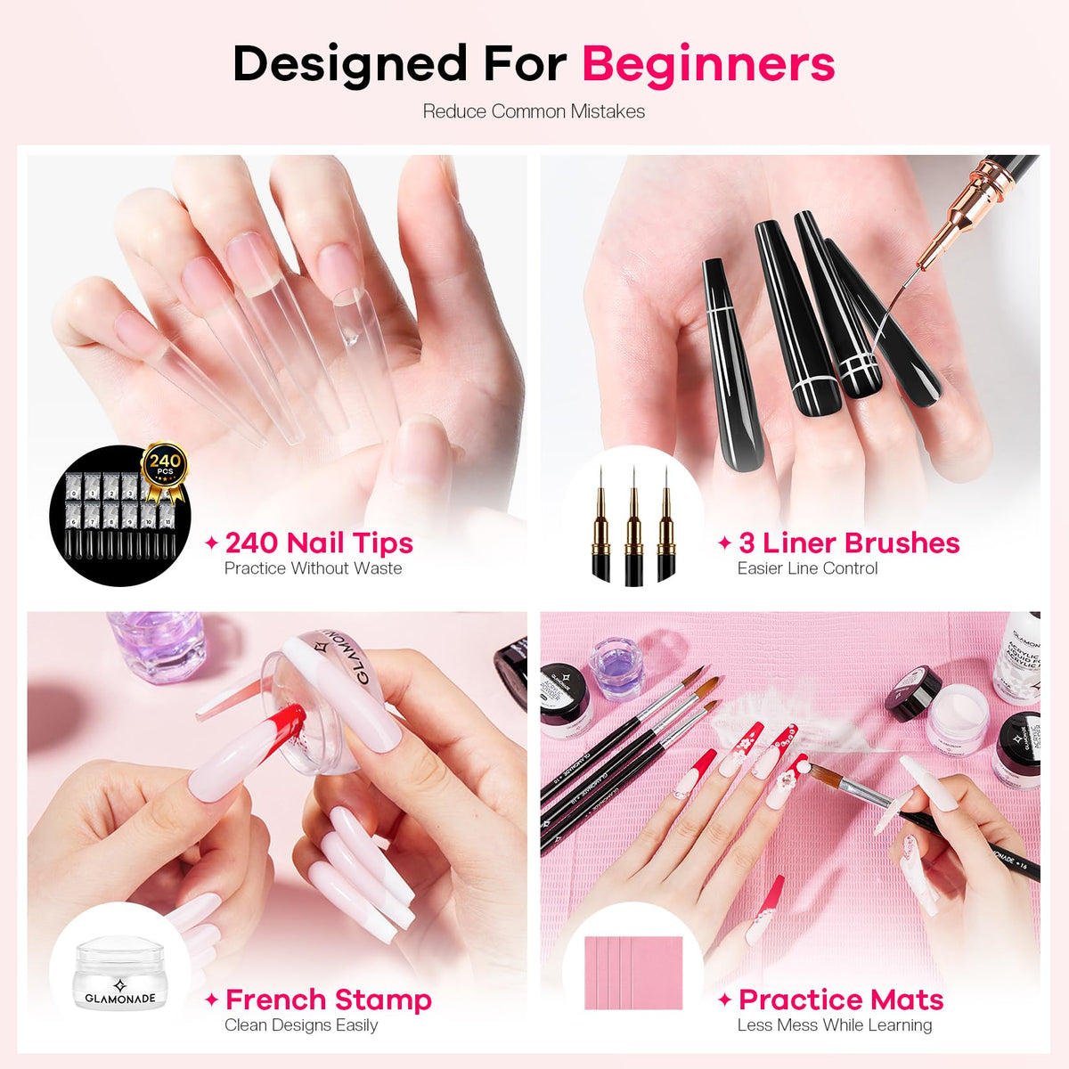 Glamonade nail stamp with rhinestones simplifying nail art designs