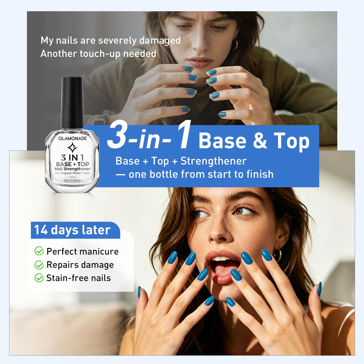 Glamonade salon-style lifestyle shot showing polished hands and pro-look benefit