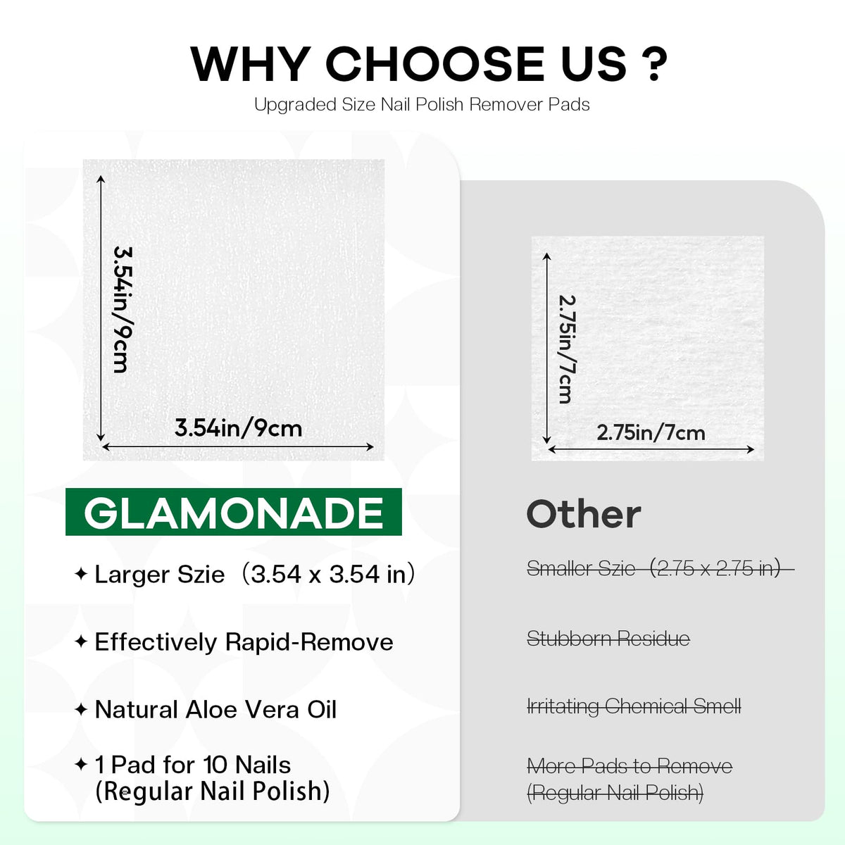 Glamonade wipe next to hand for size comparison and full nail coverage
