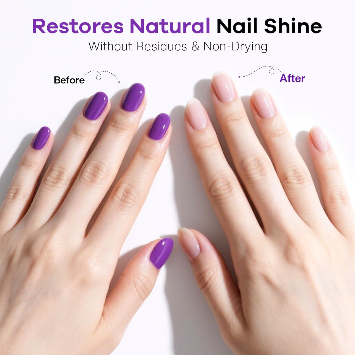 glamonade soaked cotton pad on nail in use showing quick polish breakdown benefit