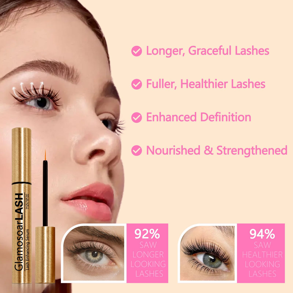glamosoar serum texture drop displaying lightweight, non-greasy formula