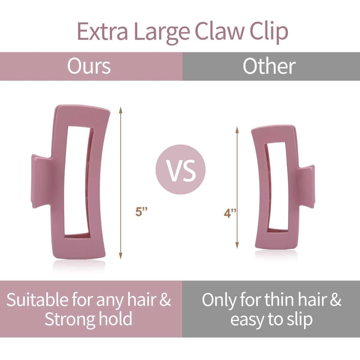 Glaudmeiss clip next to a hand showing 5 inch scale for true jumbo capacity