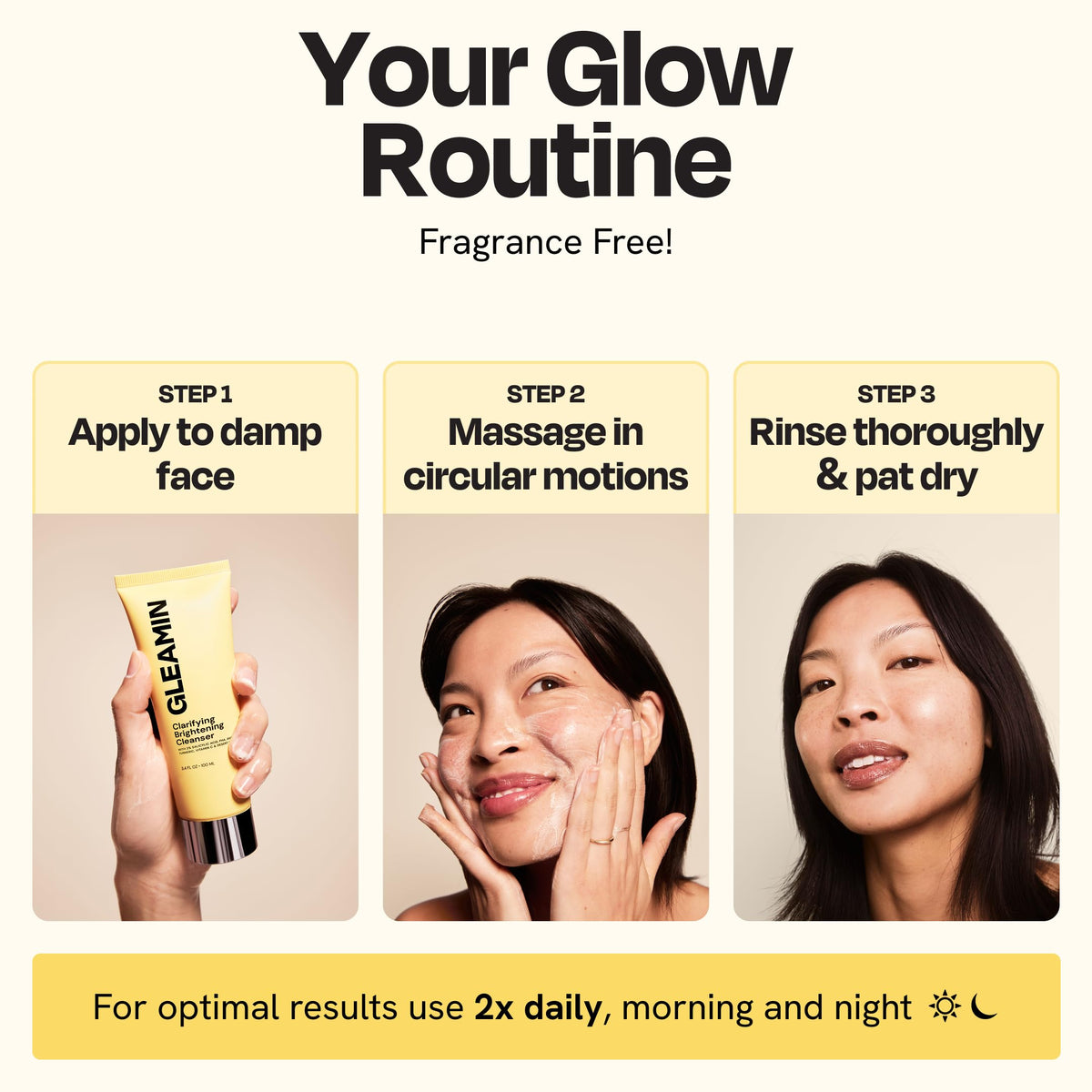 Gleamin on bathroom shelf lifestyle showing daily routine fit