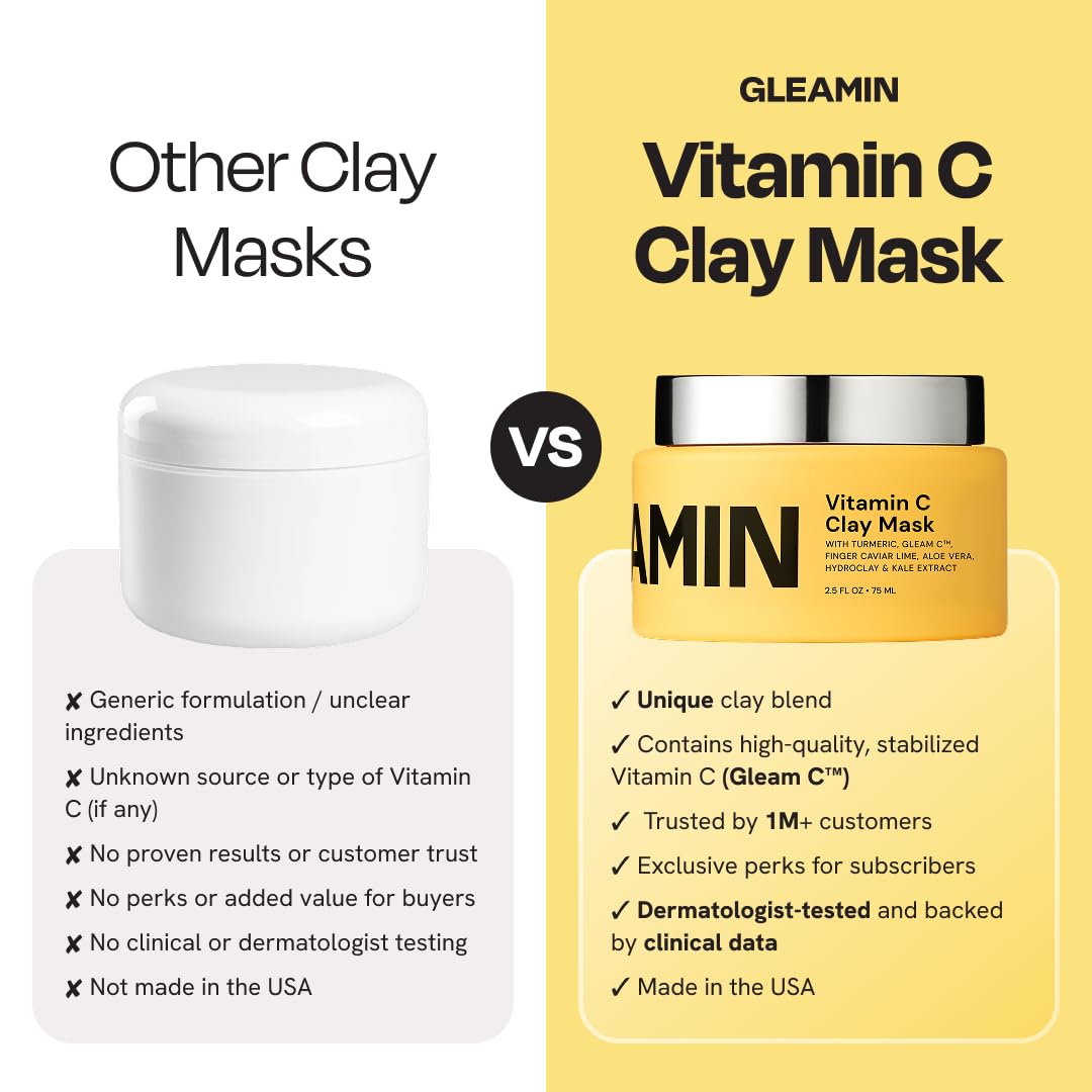 Gleamin before and after on skin illustrating refined pores and glow