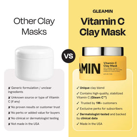 Gleamin before and after on skin illustrating refined pores and glow