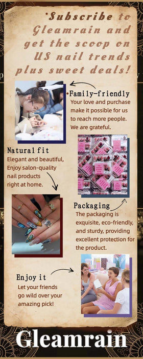 Gleamrain size comparison on fingers showing varied nail widths for proper fit