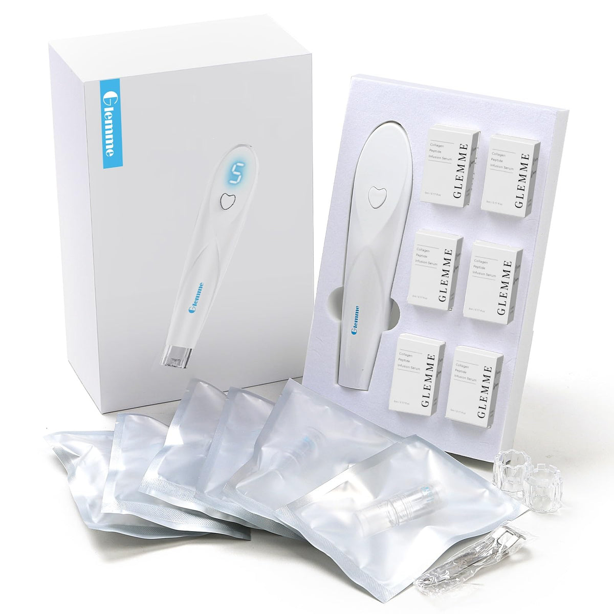 Glemme kit staged on bathroom counter showing easy storage and weekly routine setup