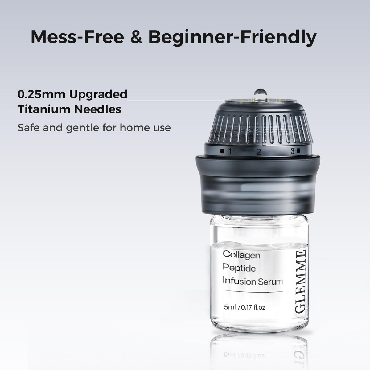 Glemme close-up of stamp head showing secure attachment and hygiene