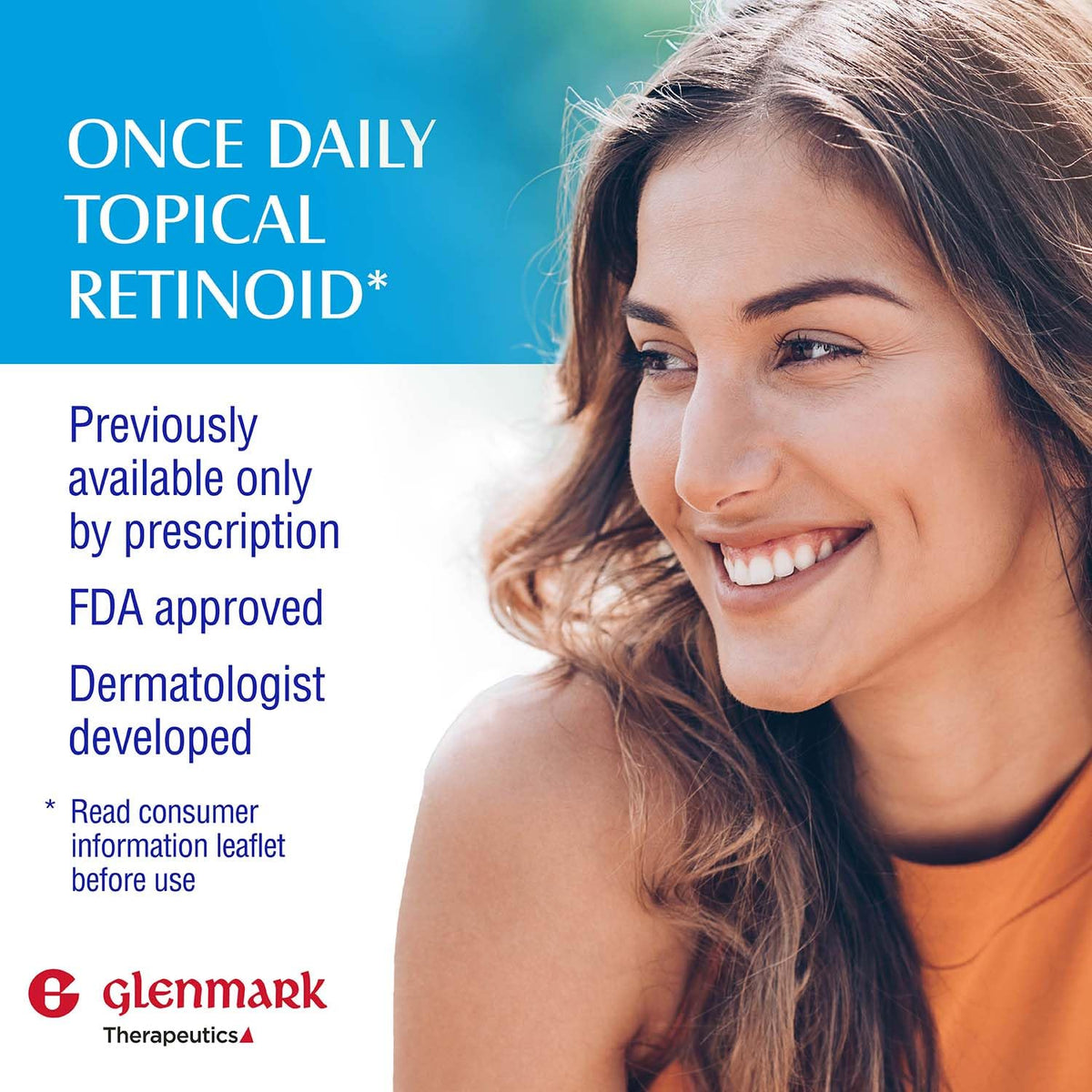 Glenmark Therapeutics label close-up showing active adapalene and directions for safe use