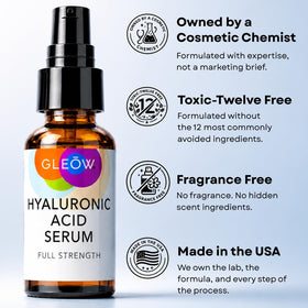 GLEOW applying serum to face showing hydration and smoothness