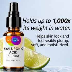 GLEOW serum texture on fingertips demonstrating fast absorption