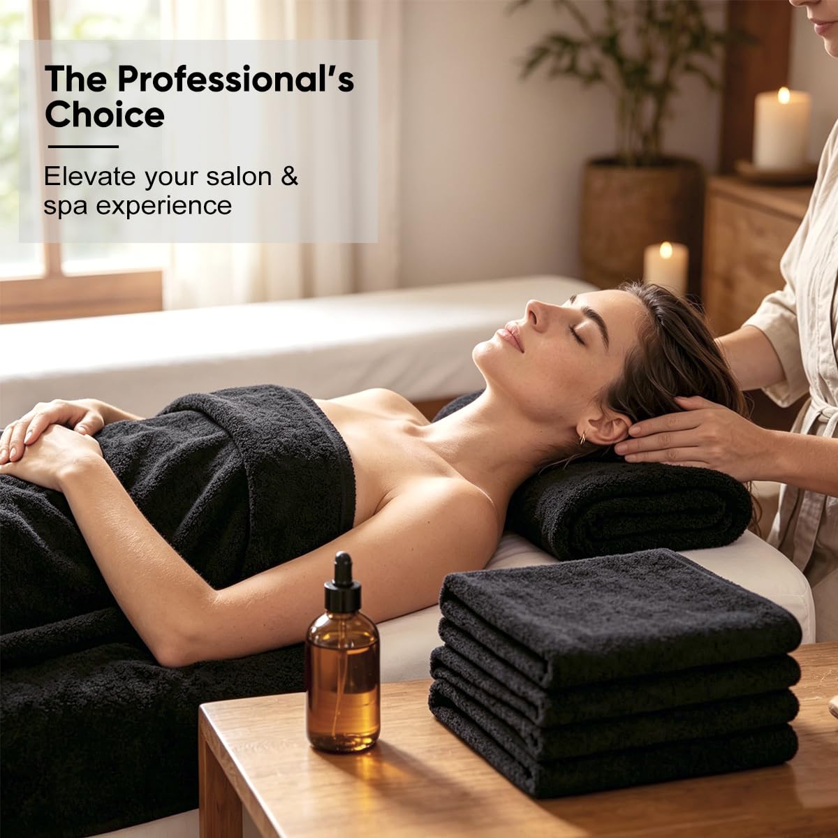 GLIMGLINT towel wrapped on client in salon enabling quicker blow-dry