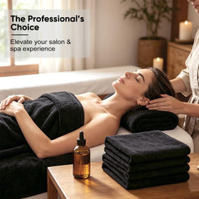 GLIMGLINT towel wrapped on client in salon enabling quicker blow-dry
