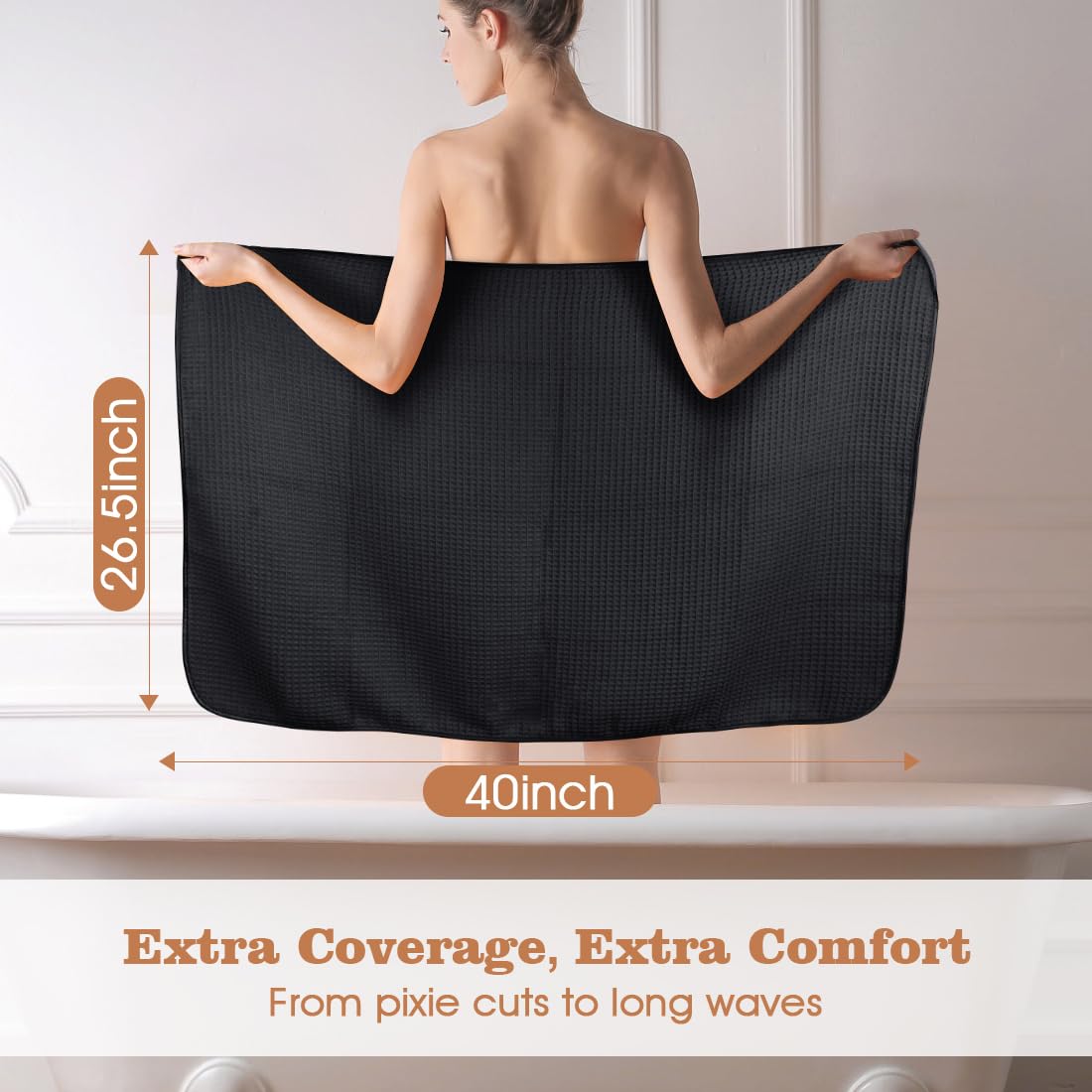 GLIMGLINT towel wrapped on curly hair for gentle hands-free drying