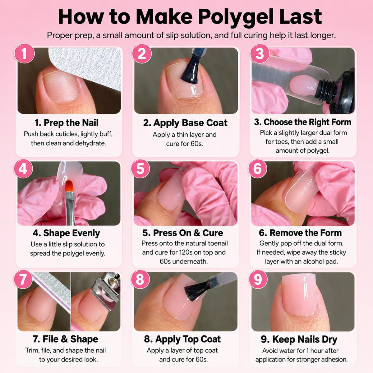 GlimightyX polygel being applied to toe for quick extension benefit