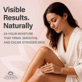 Glimmer Goddess application on arm demonstrating soft non-greasy finish benefit
