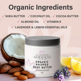 Glimmer Goddess jar open whipped texture highlighting quick absorption benefit
