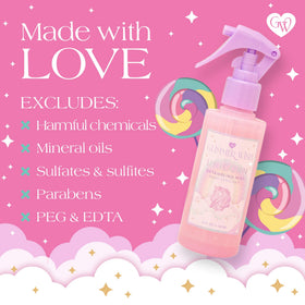 Glimmer Wish coconut and macadamia oils close-up showing natural ingredients for smoother hair