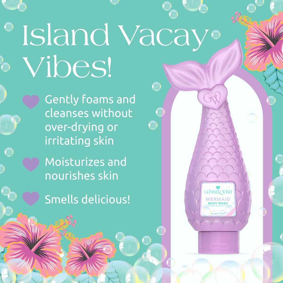 Glimmer Wish pour creating soft foam to gently cleanse skin