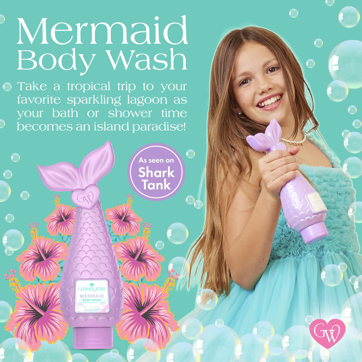 Glimmer Wish close-up textured grip on bottle for safer bath handling