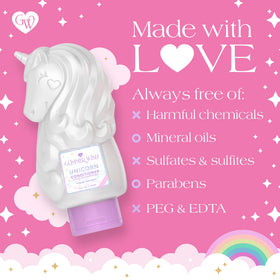 Glimmer Wish ingredient icons highlighting vegan, paraben-free, and cruelty-free benefits