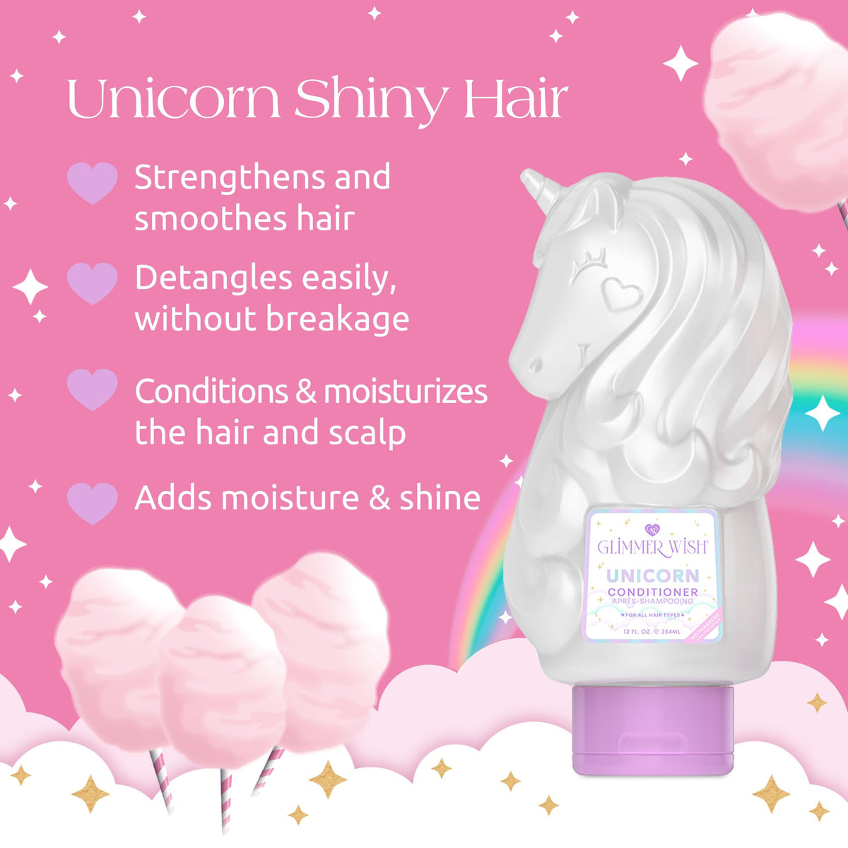 Glimmer Wish close-up of pearly conditioner texture for smooth detangling benefit