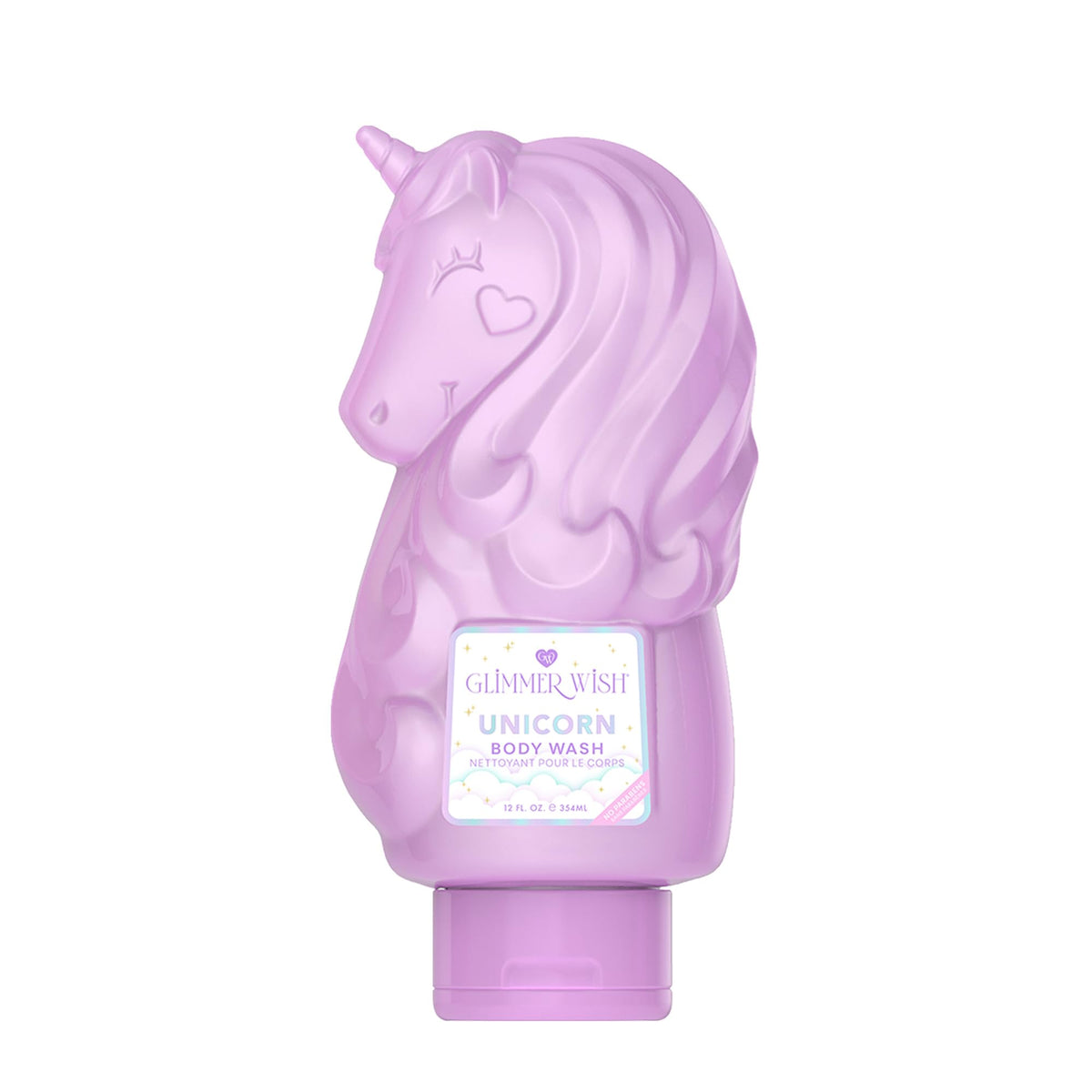 Glimmer Wish front bottle view shows unicorn design and gentle appeal