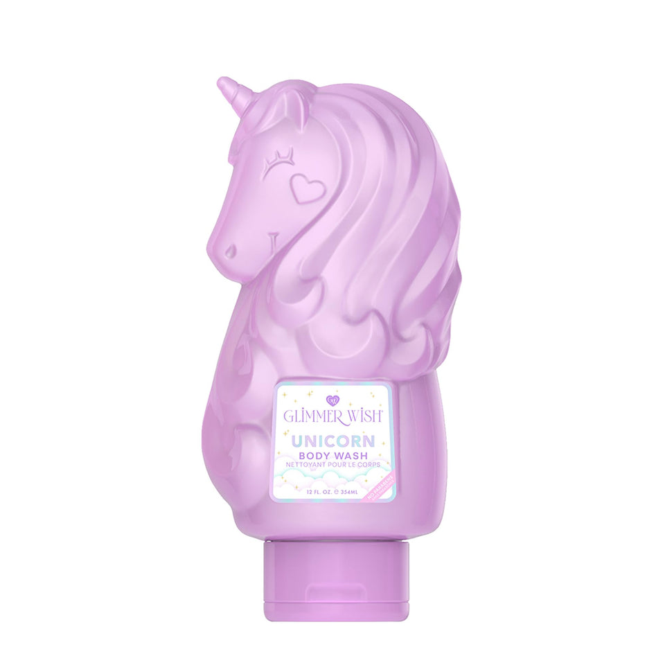 Glimmer Wish front bottle view shows unicorn design and gentle appeal