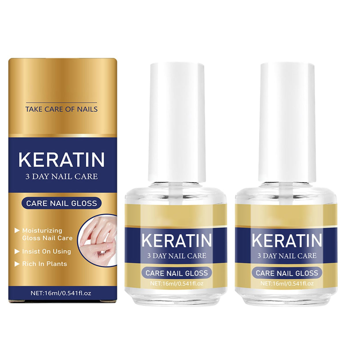 Glintor front packaging showing two keratin nail oil bottles for convenient care