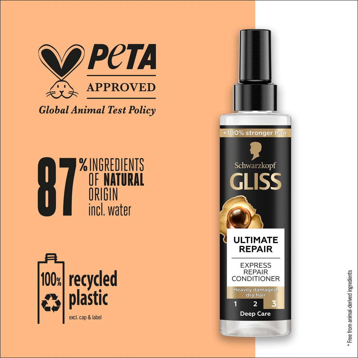 GLISS applied to damp hair demonstrating detangling and frizz control benefit