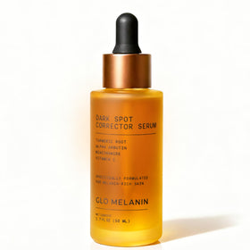 Glo Melanin front bottle showing sleek packaging and brightening promise