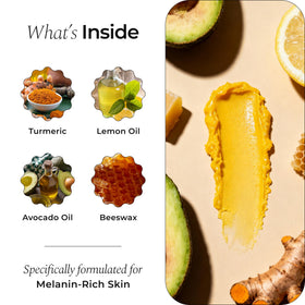 Glo Melanin ingredients lemon and turmeric highlighting natural actives