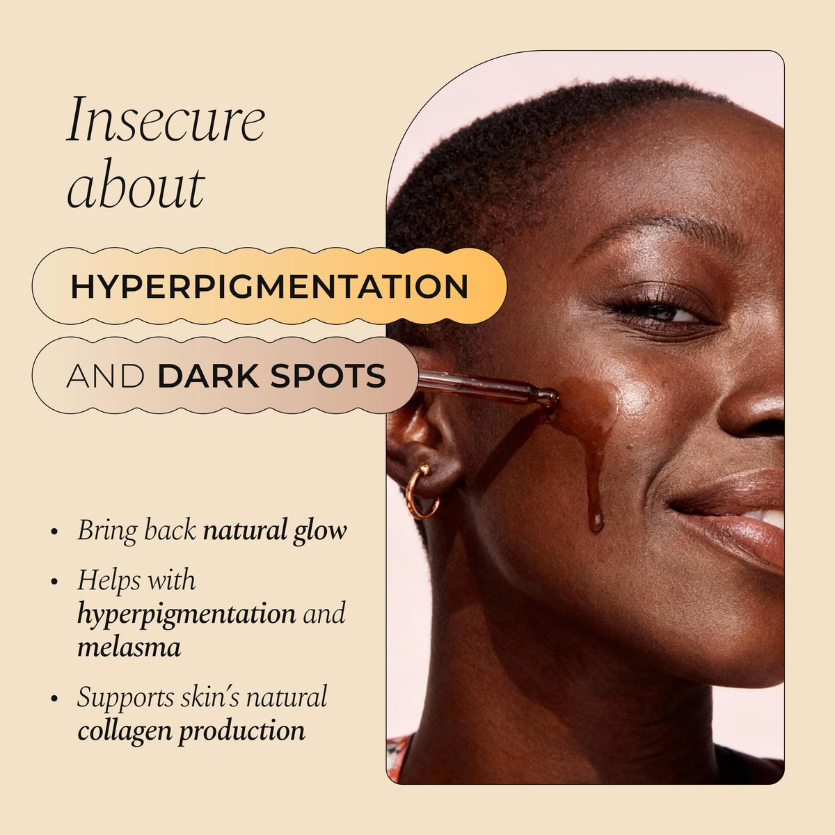 Glo Melanin label close-up highlighting active ingredients for clarity